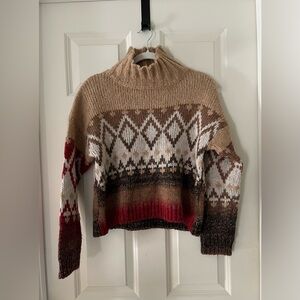 Elsamanda Wool Alpaca Mockneck sweater neutral colors M Western aztec pattern